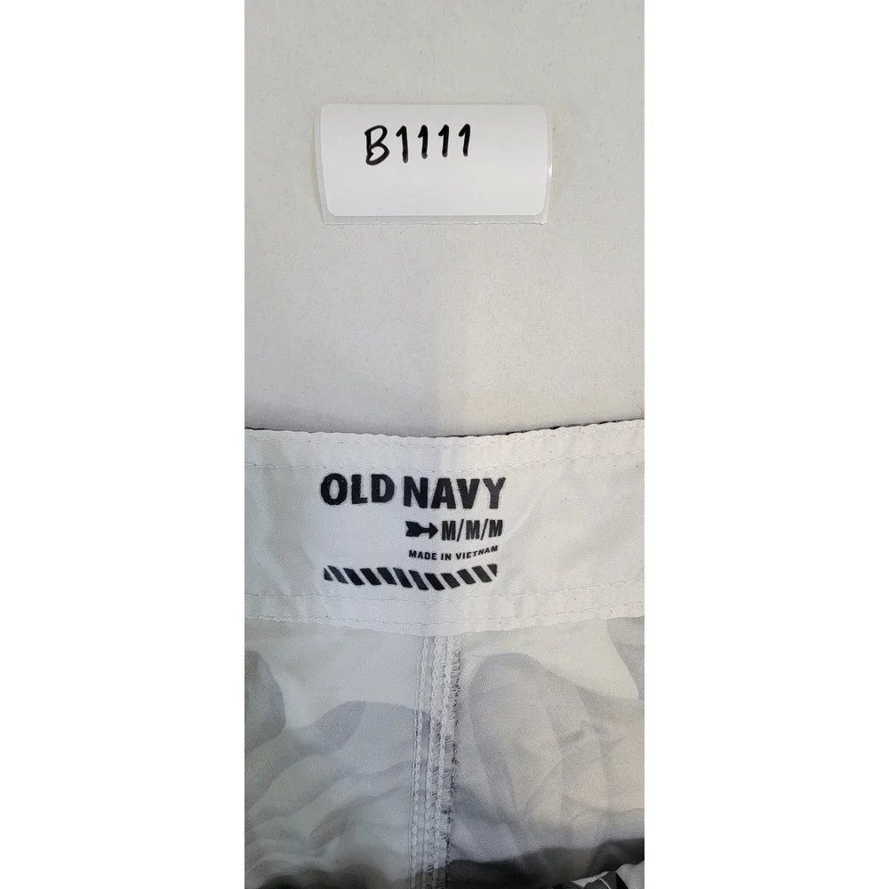 Old Navy Men's Floral Swim Trunks Board‎ Shorts Black White Hibiscus Size M